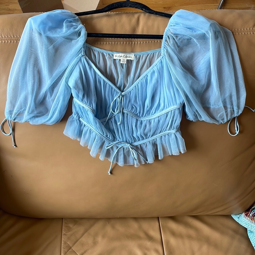 For Love and Lemons blue crop top